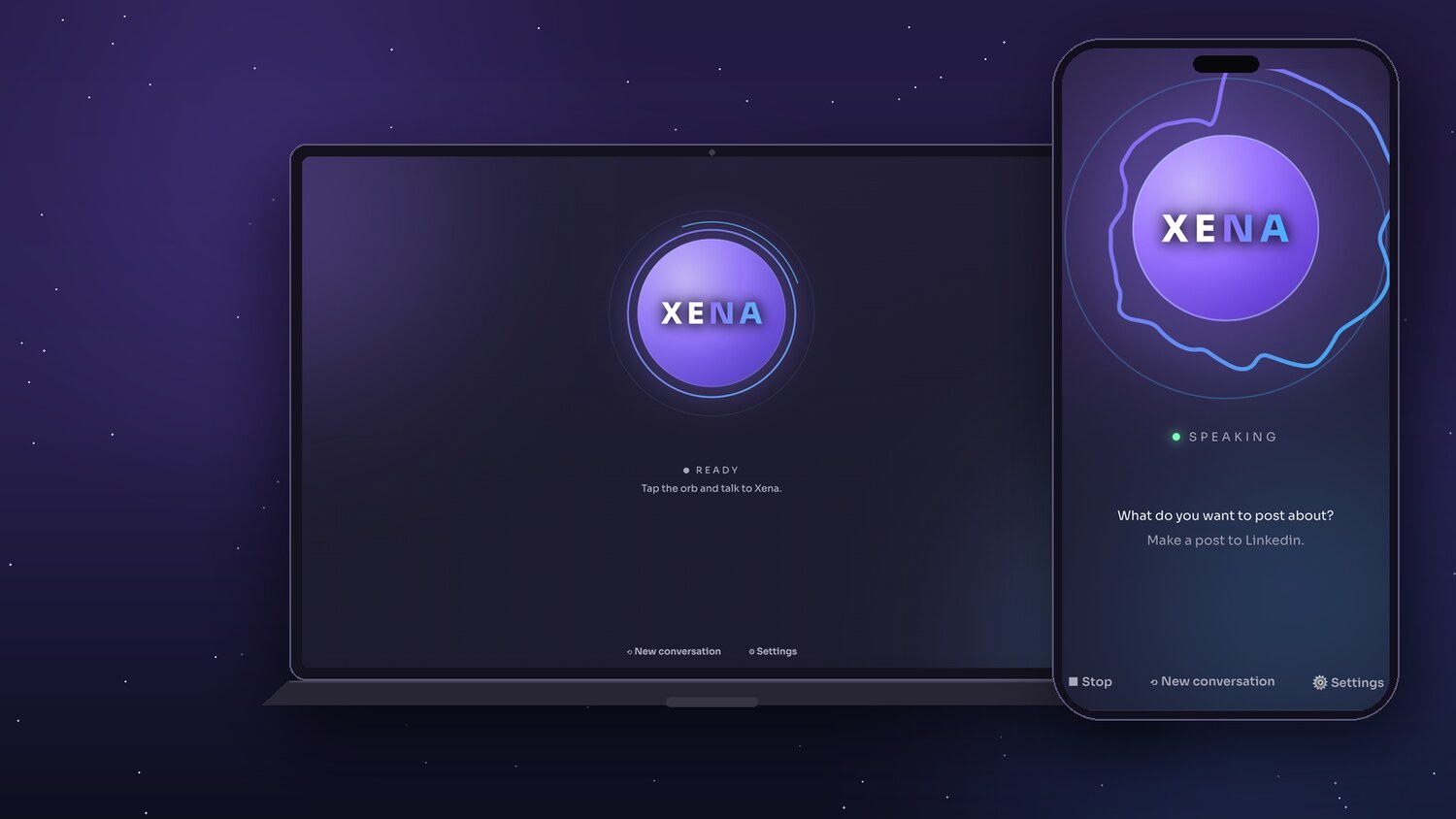 Xena's voice interface, across desktop and mobile.